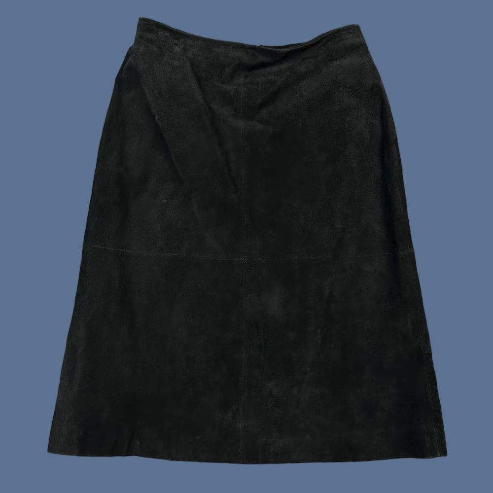 Vintage VINTAGE St Johns Bay Leather Skirt Women's 4 Black Suede Leather A-Line Knee Length Mens? Size 27" / US 4 / IT 40 - 1 Thumbnail