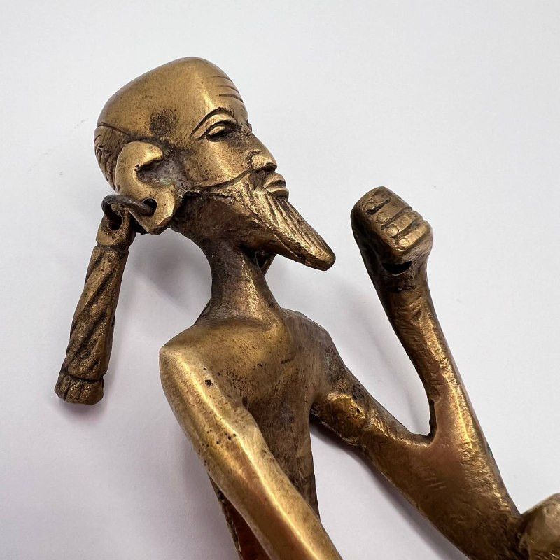 Vintage Antique Bronze African Man Figurine – Tribal Brass Statue Size ONE SIZE - 4 Thumbnail
