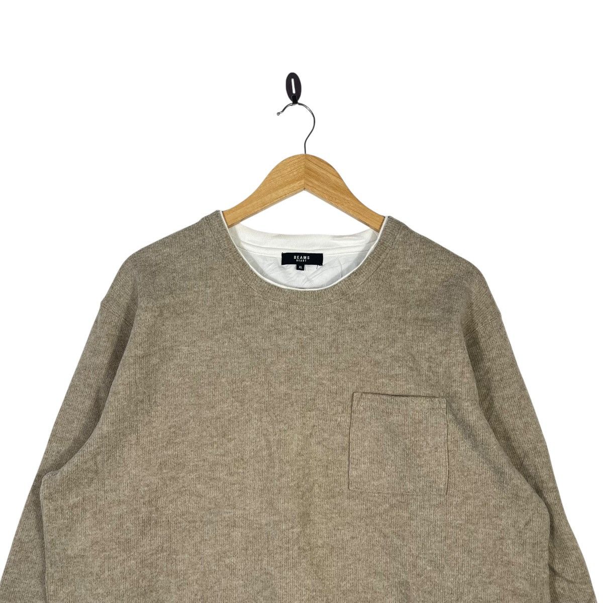 Beams Plus Beams Heart Layered Knit Sweater Beige Minimal Japanese Size US XL / EU 56 / 4 - 2 Thumbnail