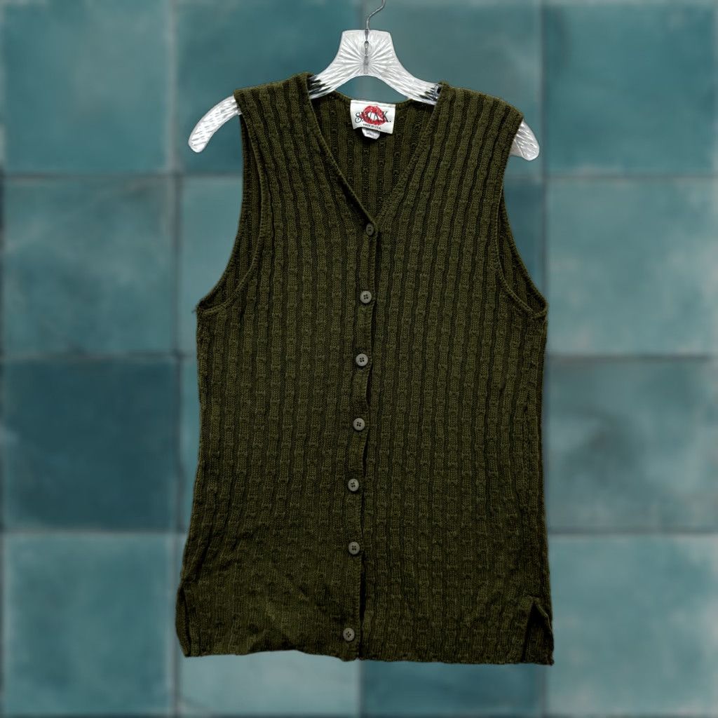 Vintage VINTAGE 90s Y2K Sweater Vest Top Shirt Grunge Green S Women's SS/M (S) Size S / US 4 / IT 40 - 1 Thumbnail