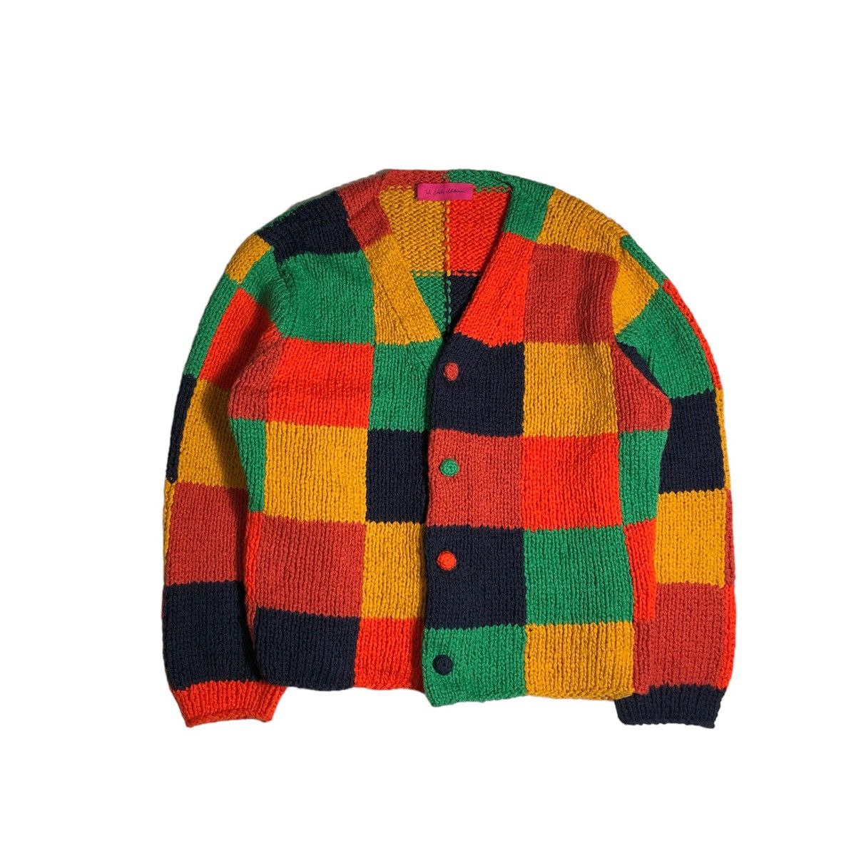 Pre-owned The Elder Statesman Color Block Squares Cardigan In Multicolor