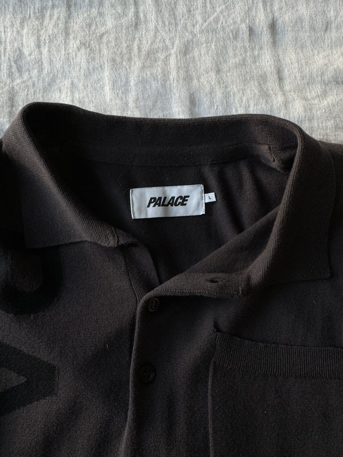 Palace summer 22 intarsia font polo in brown/black | Grailed Palace summer 22 intarsia font polo in brown/black | Grailed
