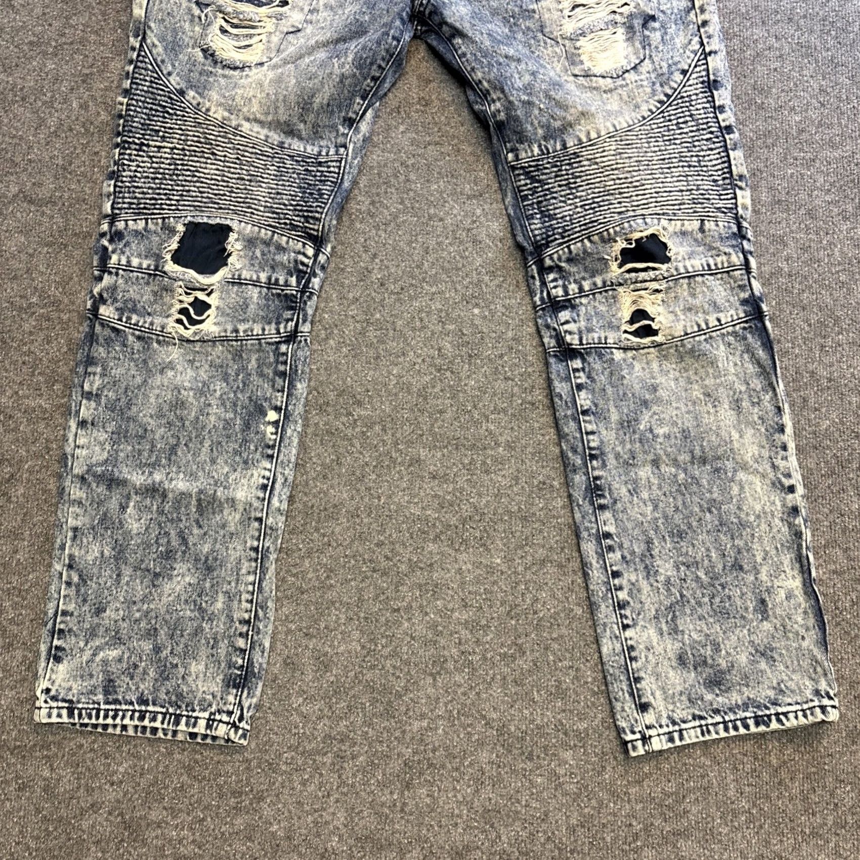 Vintage Gray Earth Moto Acid Washed Jeans Mens W40xL31 Distressed Regular Straight Leg Size US 40 / EU 56 - 4 Thumbnail