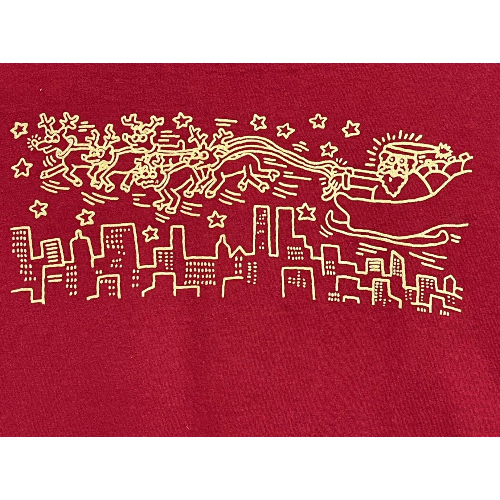 Vintage VINTAGE Keith Haring T-Shirt Christmas Graphic Red Mens Medium Tshirt Santa Reindeer Holiday Mens First Size US M / EU 48-50 / 2 - 3 Thumbnail