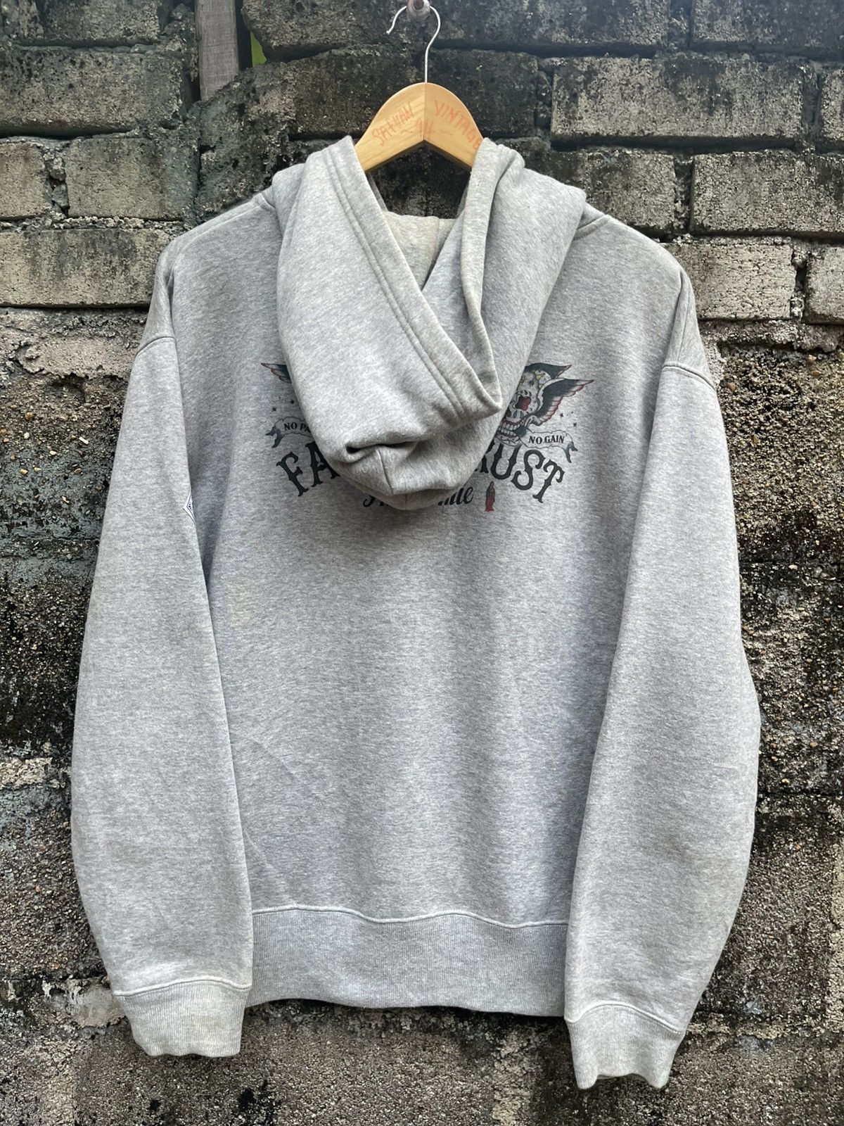 Vintage La Chouette 'No Pain No Gain' Skull Hoodie – Made in Japan Size US L / EU 52-54 / 3 - 3 Thumbnail