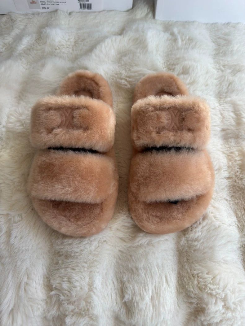 Celine Celine Arc de Triomphe Fur Slippers Size US 4.5 / IT 34.5 - 1 Thumbnail