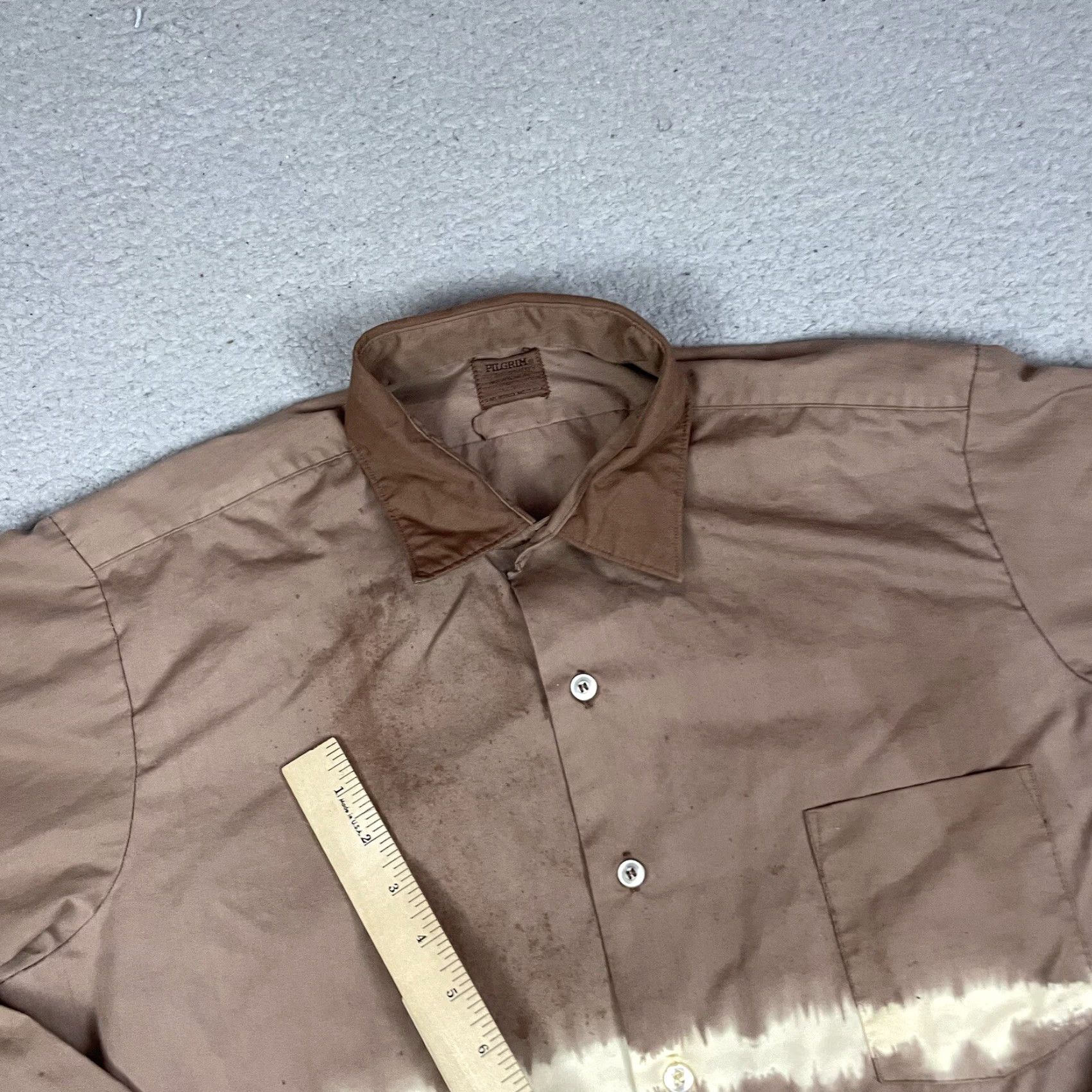 Vintage VINTAGE Pilgrim Shirt Adult XL Brown Sears Dyed Distressed Button Faded Cotton Western Rockabilly Long Sleeve 1961 Mens/Unisex Size US XL / EU 56 / 4 - 4 Thumbnail