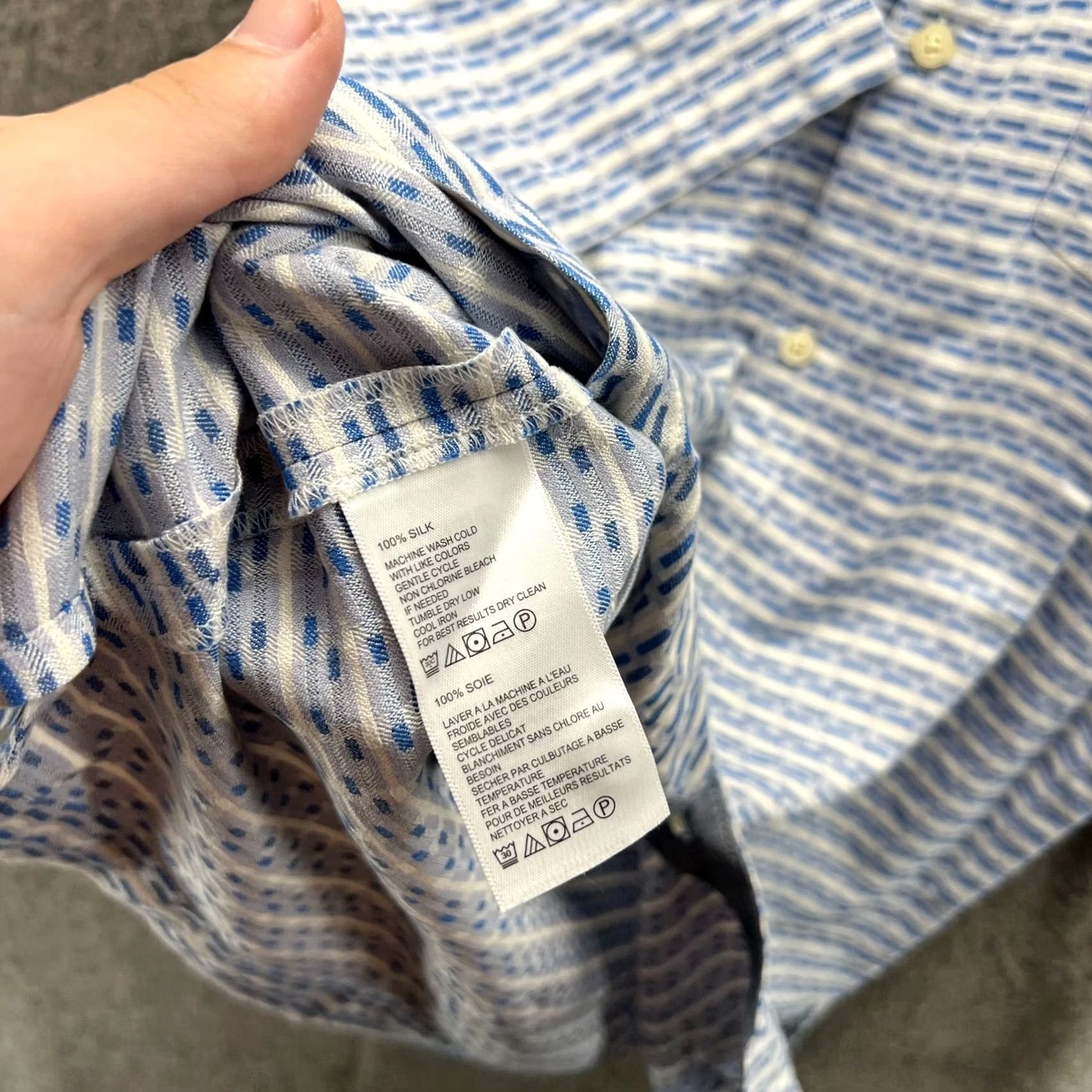 Tommy Bahama Tommy Bahama Shirt Men Large Striped Blue Silk Button-Up Short Sleeve Casual/Business/Formal/Party/Cocktail/Wedding Size US L / EU 52-54 / 3 - 4 Thumbnail