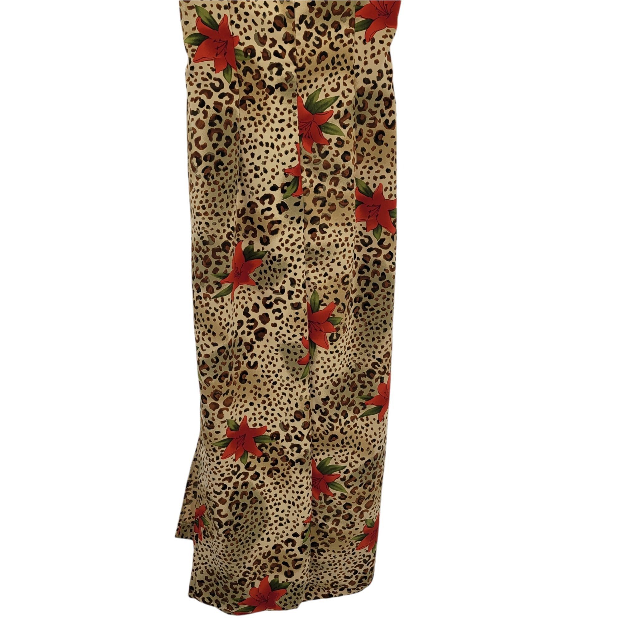 Vintage Vtg Holiday Hostess Maxi Dress Sz M Tan Leopard Red Lily Sid Size M / US 6-8 / IT 42-44 - 8 Thumbnail