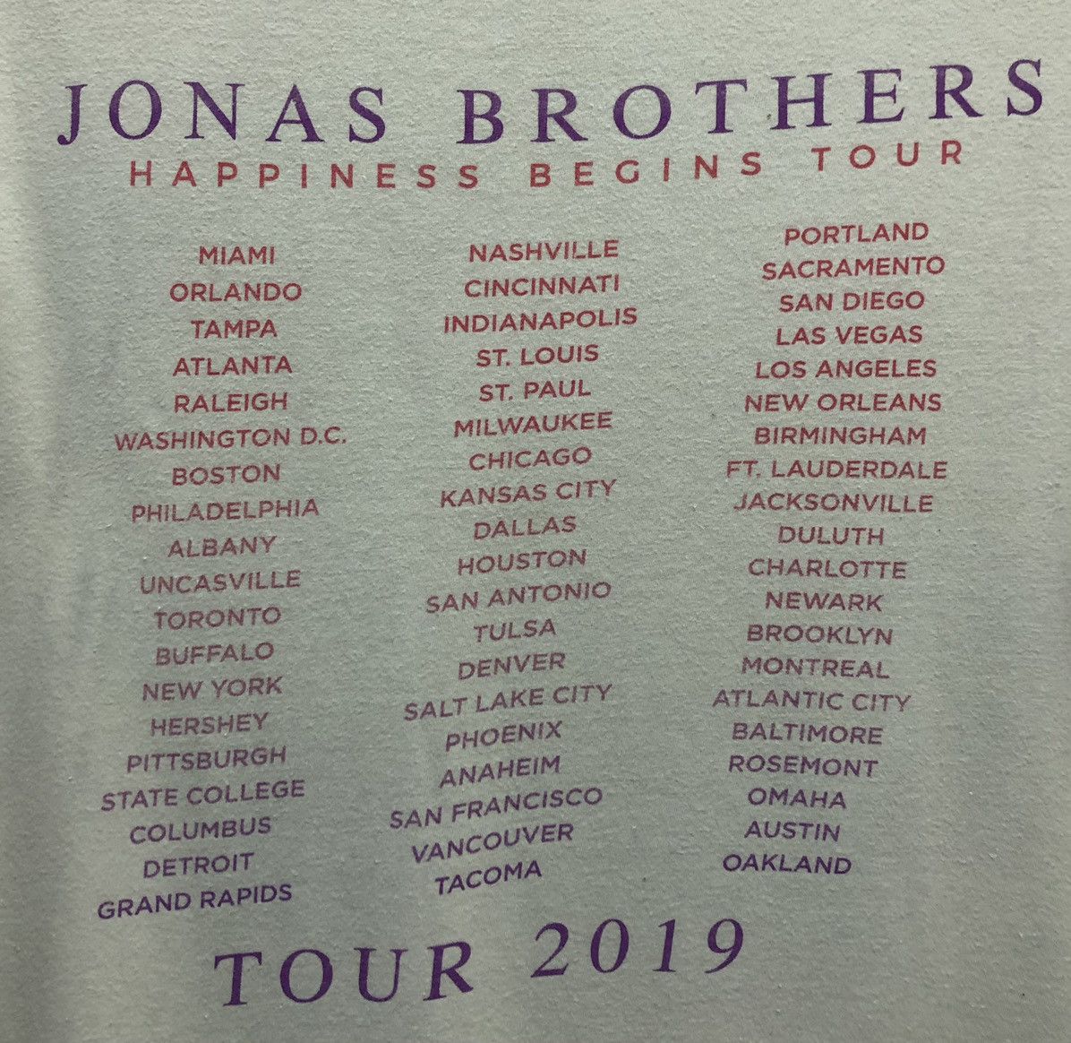 Band Tees Jonas Brothers Happiness Begins Tour 2019 T-Shirt Size US M / EU 48-50 / 2 - 4 Thumbnail
