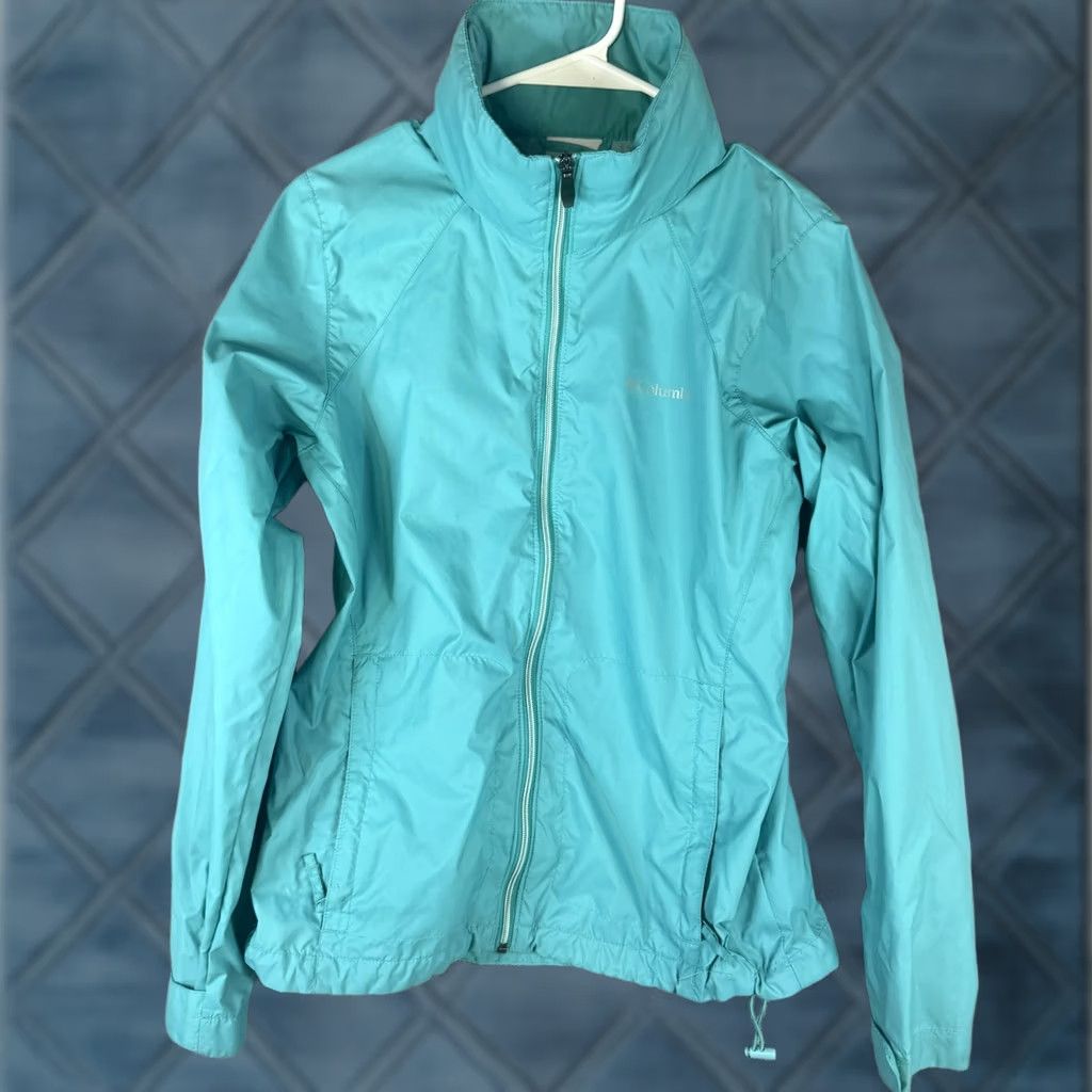 Vintage Columbia Jacket Womens Medium Blue Hooded Full Zip Lightweight Windbreaker Shell Size M / US 6-8 / IT 42-44 - 1 Thumbnail