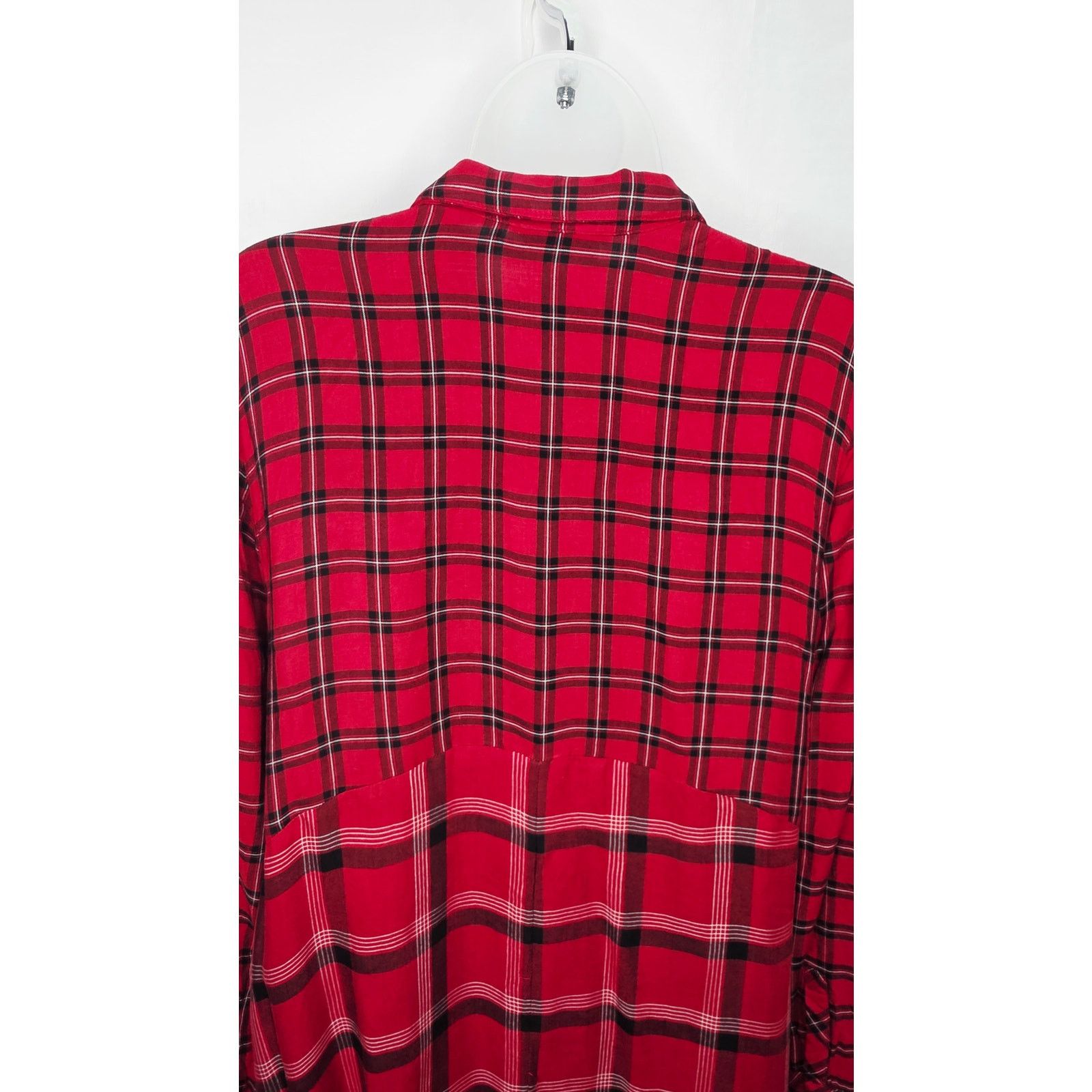 J. Jill J. Jill Women's Red Mixed Plaid Flannel Tunic Shirt Grunge Size M / US 6-8 / IT 42-44 - 10 Thumbnail
