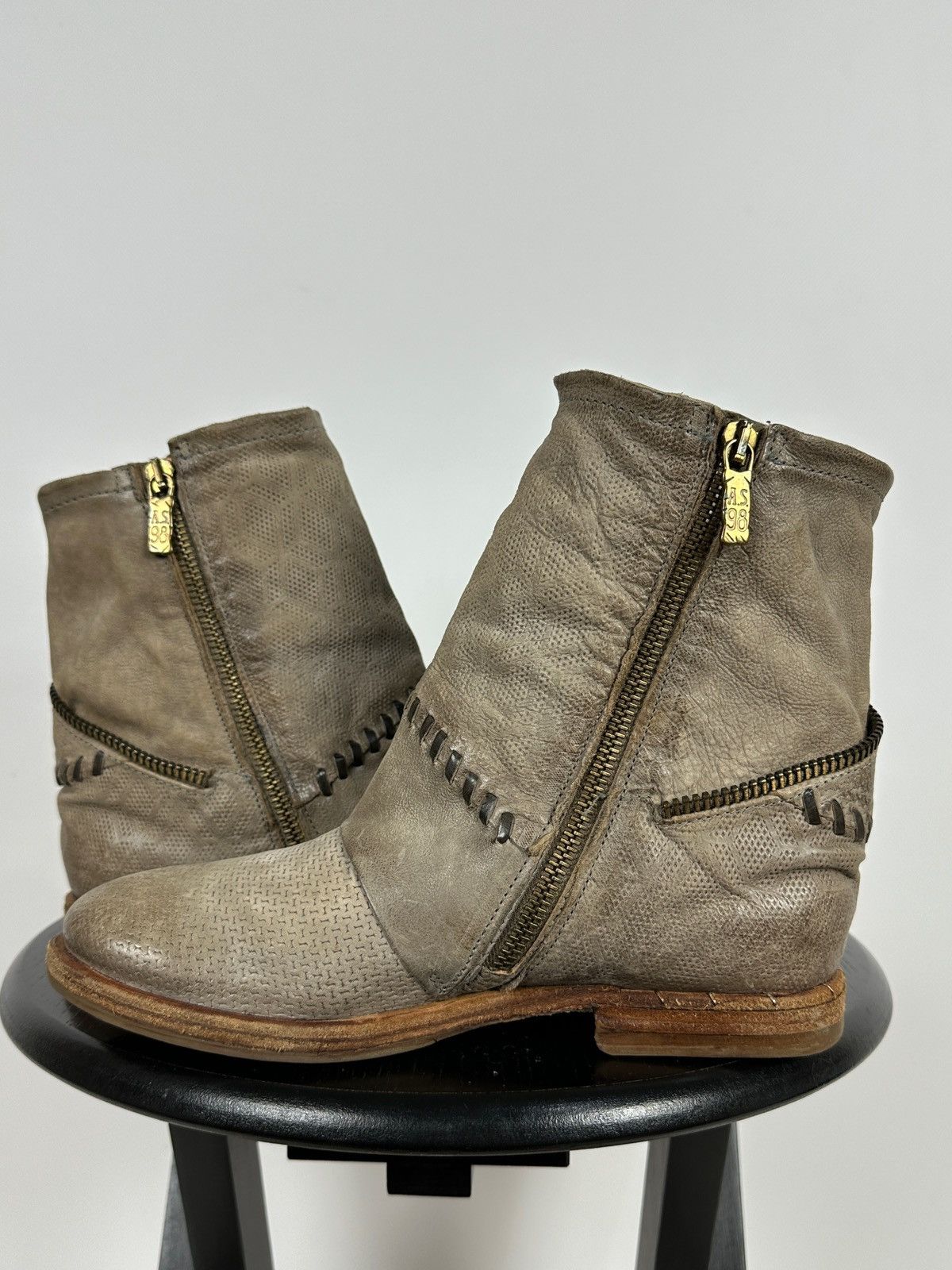 Other A.S.98. Airstep Leather Biker Zip Ankle Boots Size US 7 / IT 37 - 8 Thumbnail