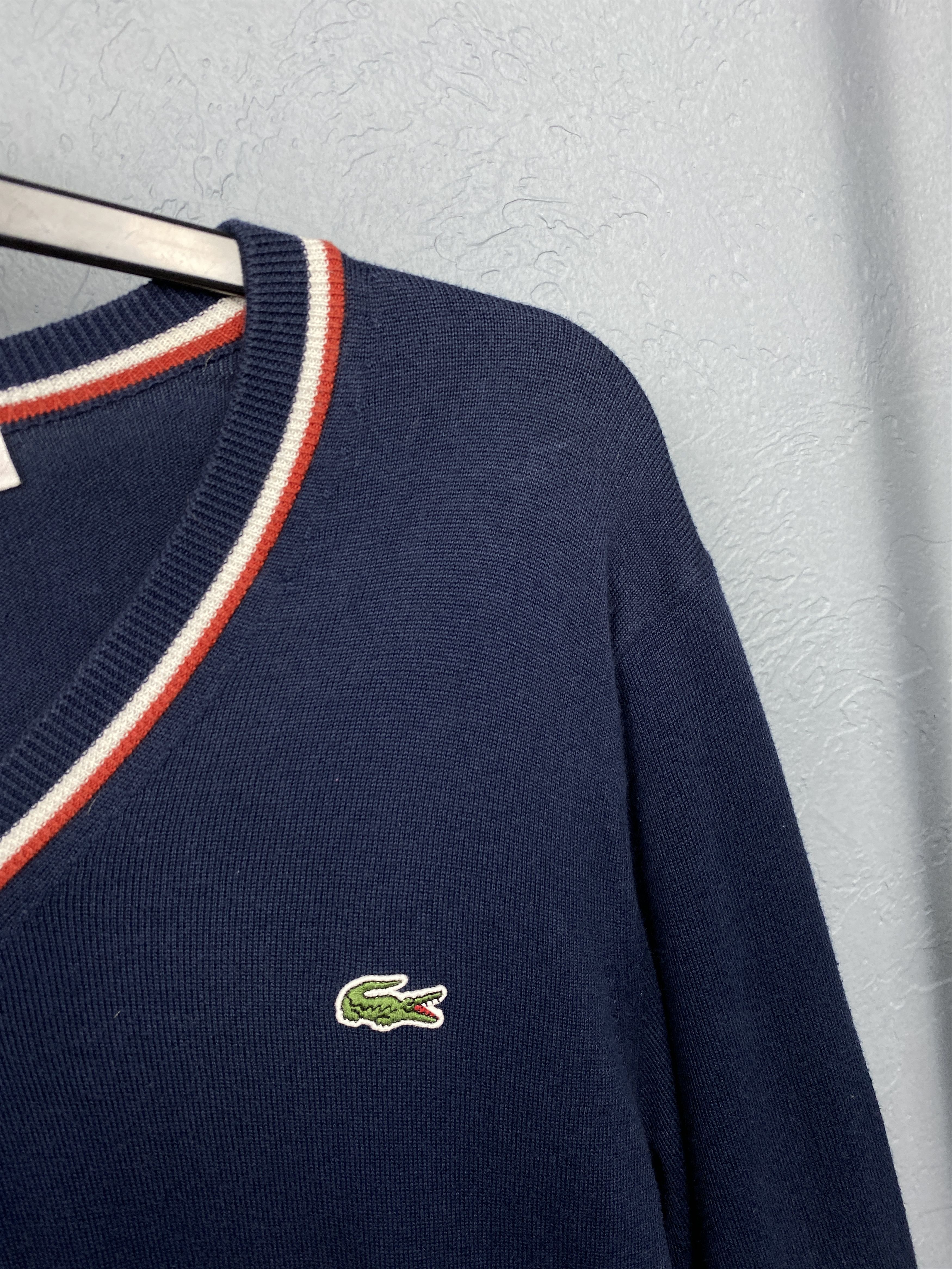 Lacoste Lacoste Live Vintage Mens V-Neck Knit Sweater Size US S / EU 44-46 / 1 - 3 Thumbnail