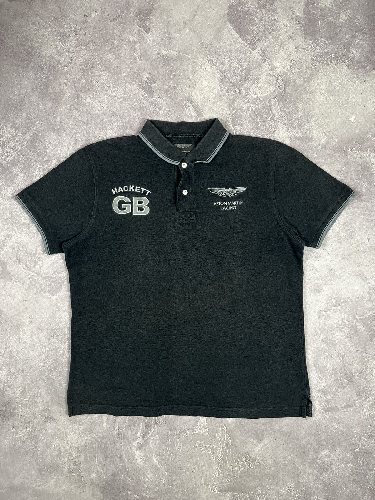 Hackett Hackett GB Aston Martin Racing DBR 9 Faded Grey Polo Shirt Size US XL / EU 56 / 4 - 1 Thumbnail