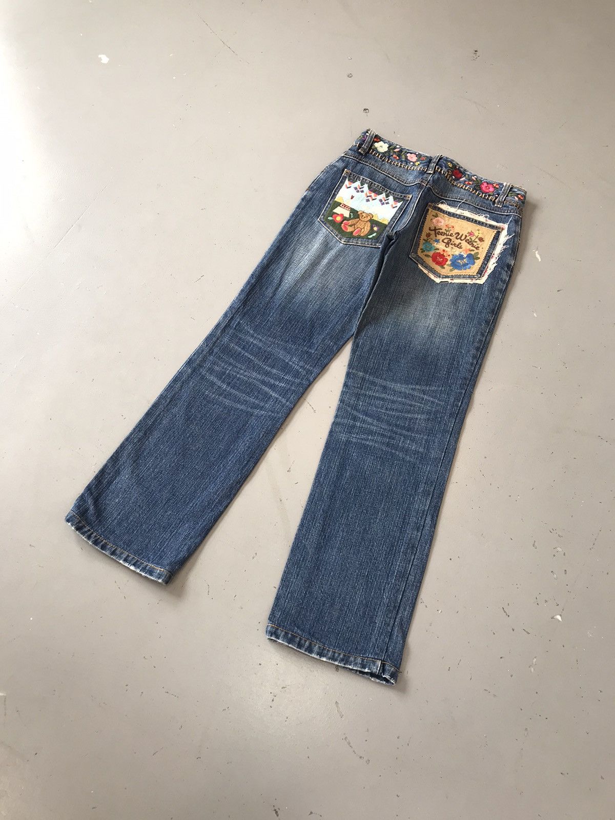 Vintage Y2K Style Flower 🌹 Embroidery Straight Fit denim Size 36" / US 14 / IT 50 - 3 Thumbnail