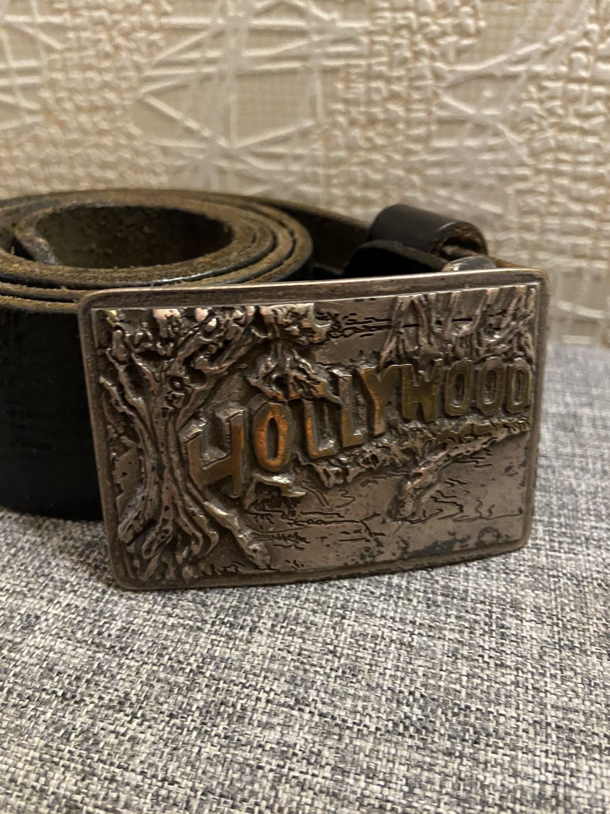 Vintage Hollywood USA biker 80s 90s leather belt Size ONE SIZE - 2 Thumbnail