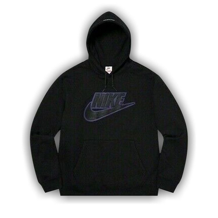 Nike Supreme Supreme Nike Leather Applique Hoodie Black FW19 Grailed