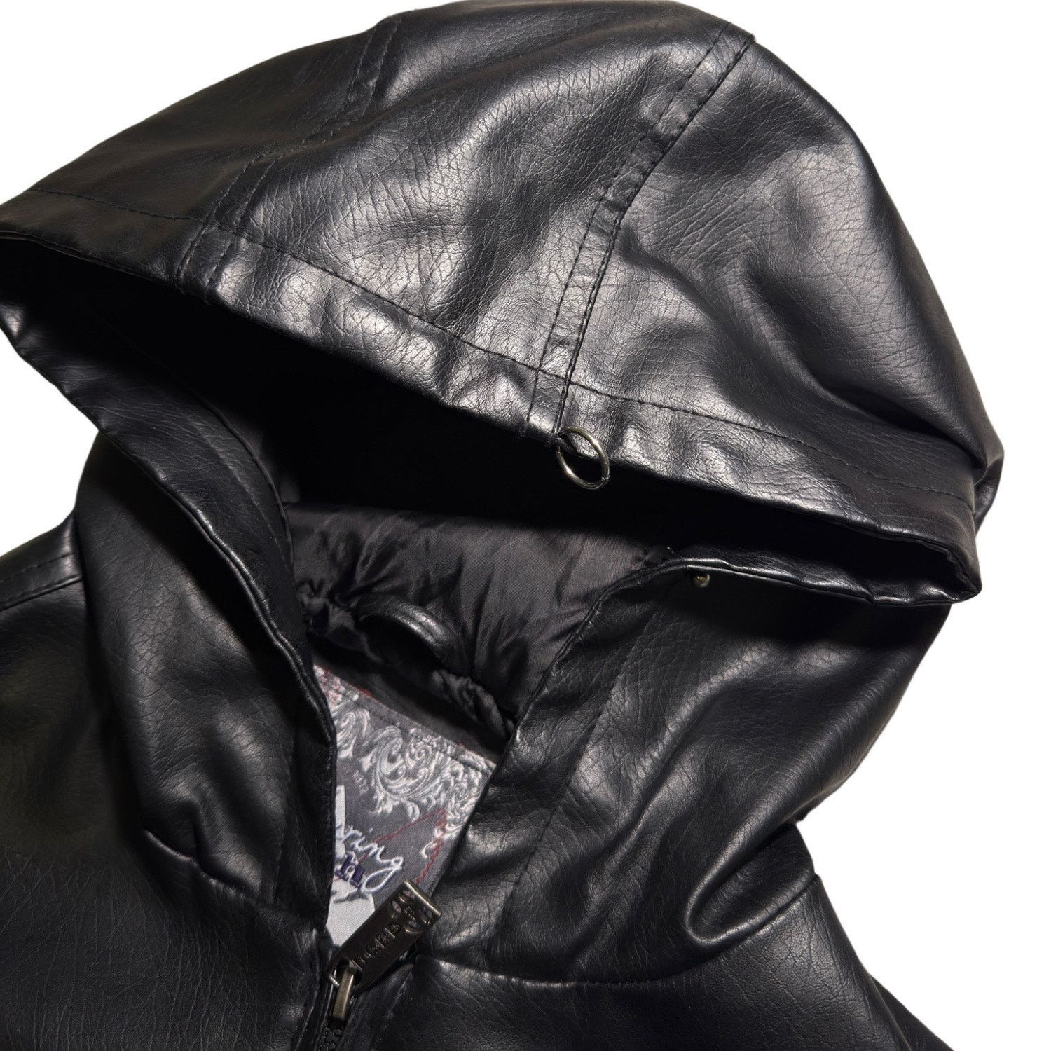 Other Pierced Hooded Leather Jacket Size US L / EU 52-54 / 3 - 6 Thumbnail
