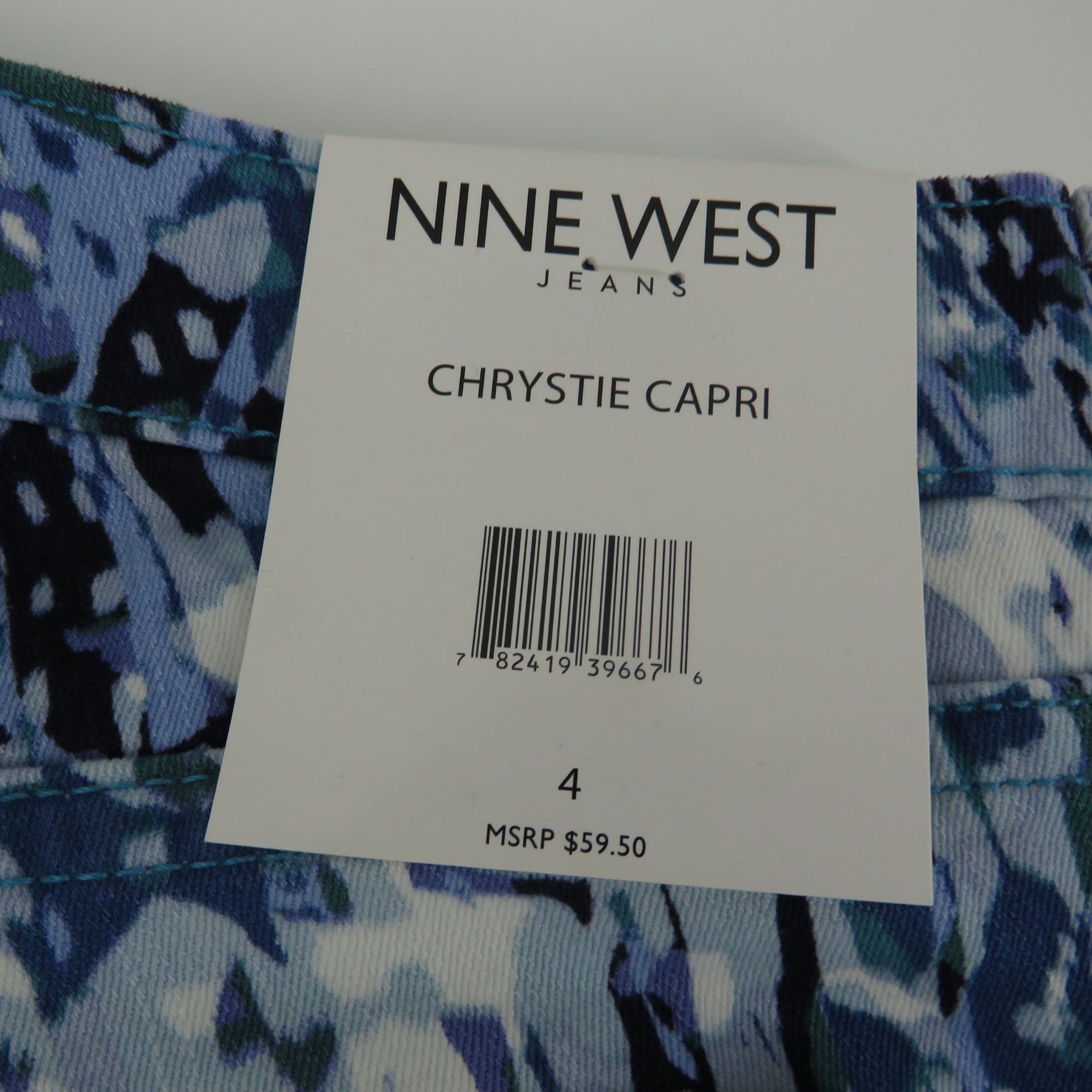 Nine West Nine West Women's Chrystie Capri Jeans Blue Abstract Print S Size 27" / US 4 / IT 40 - 4 Thumbnail