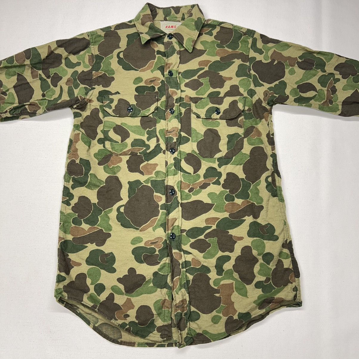 Vintage VTG Kamo Button Shirt Duck Camo Green Hunting Vietnam Era Size US S / EU 44-46 / 1 - 2 Thumbnail