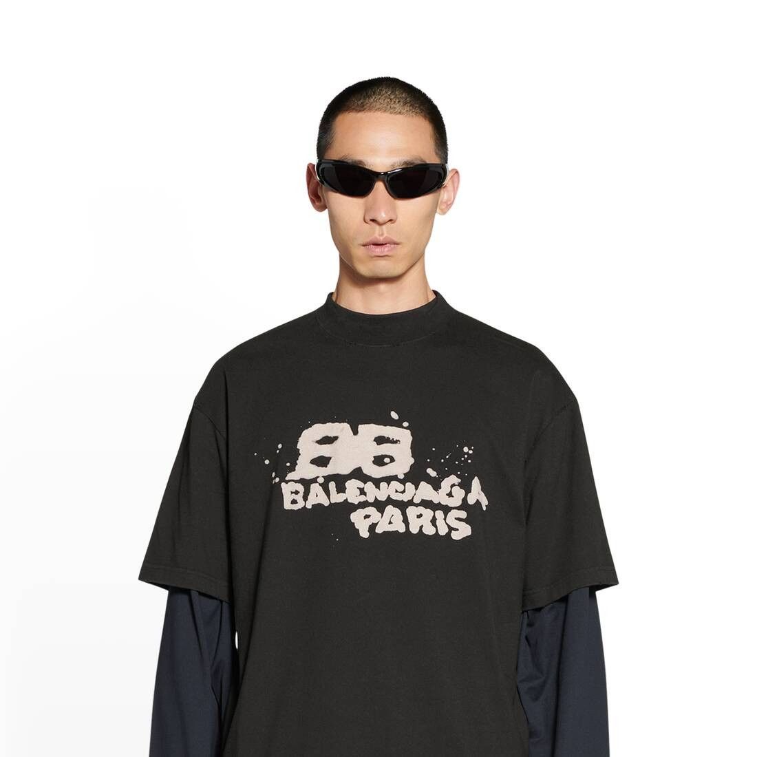 Balenciaga o1mt1gz0225 Hand-Drawn BB Icon T-Shirt Medium Fit in Black Size US L / EU 52-54 / 3 - 5 Thumbnail