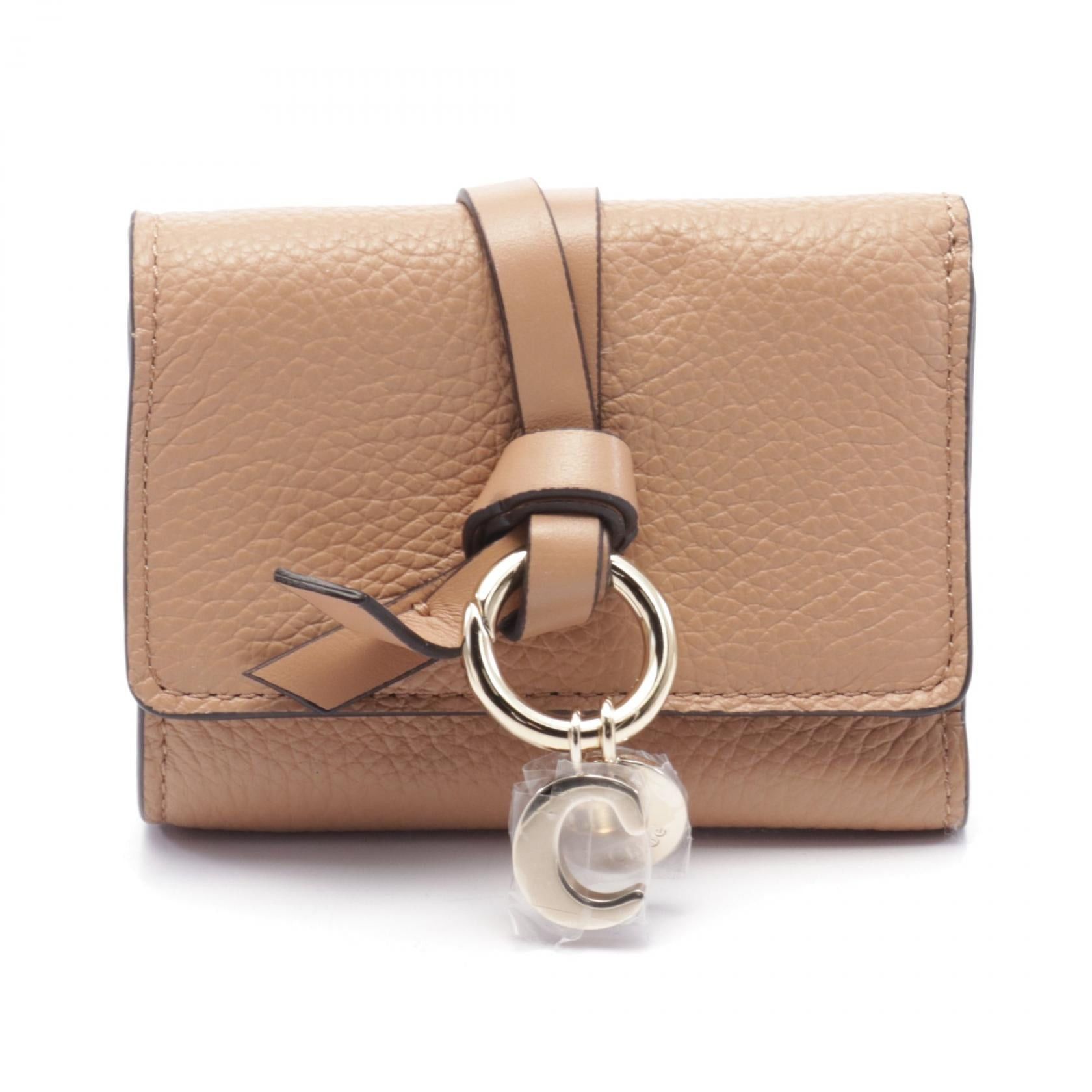 Chloe Chloe Alphabet Trifold Wallet Leather Brown Size ONE SIZE - 1 Thumbnail