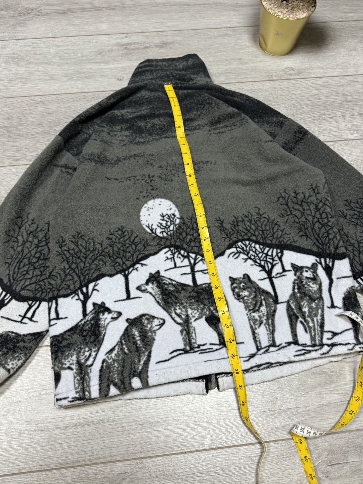Vintage Wolves UK fleece all over print jacket forest zip outdoor Size US M / EU 48-50 / 2 - 13 Thumbnail