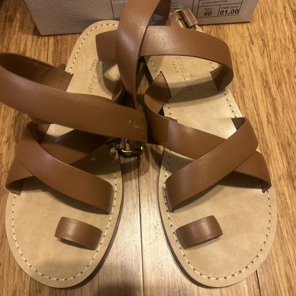 Dior Dior DIORIVIERA DIOR Sun TOE-Ring Sandal Camel Calfskin Size US 10 / IT 40 - 4 Thumbnail