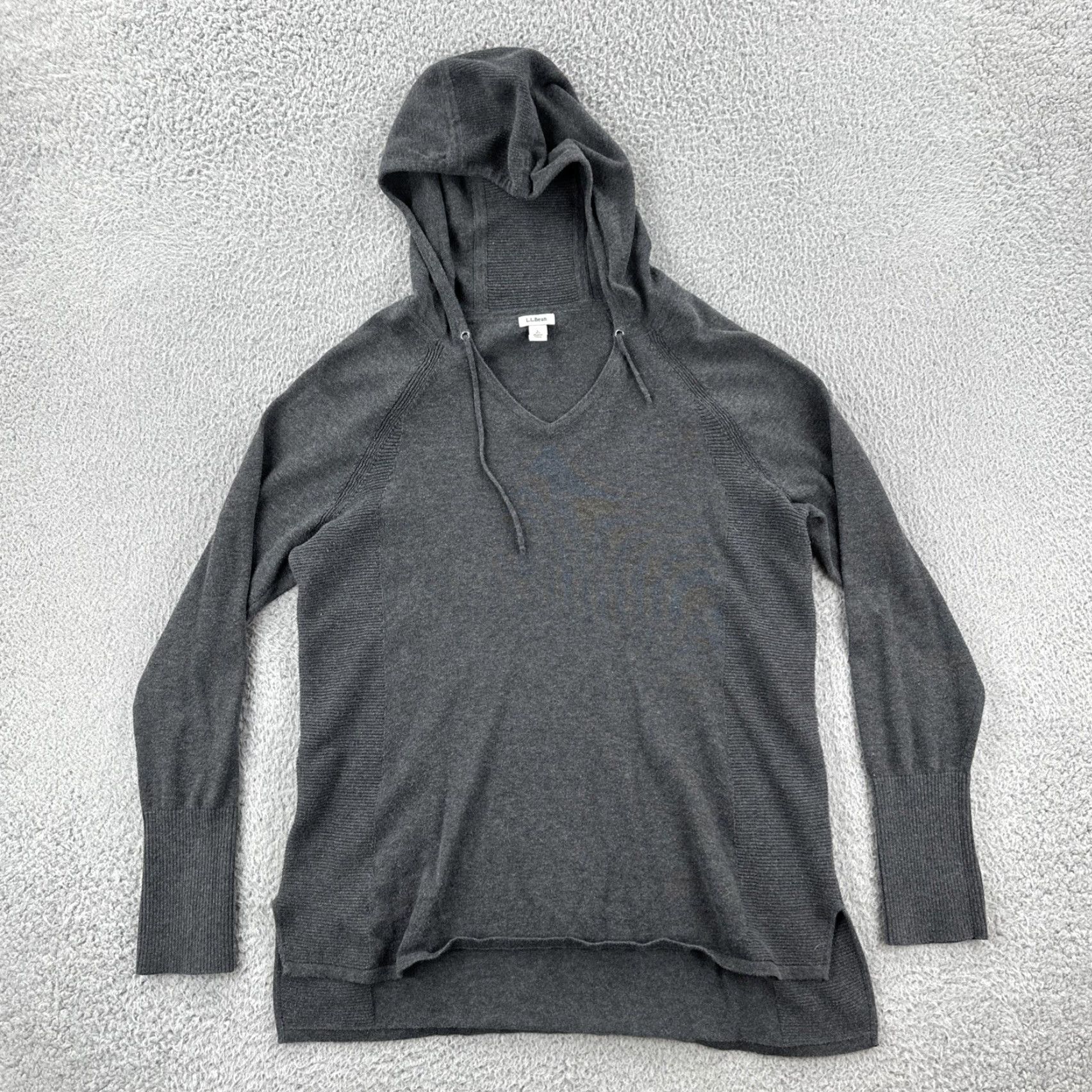 Vintage VINTAGE L.L. Bean Women Hoodie Gray Knit Thumb Hole Sleeves Regular Fit Pullover Activewear Size L / US 10 / IT 46 - 2 Thumbnail