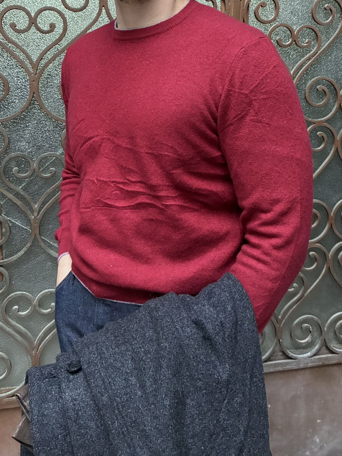 Other ELLEMME PURE CASHMERE CHERRY RED CREWNECK JUMPER Size US L / EU 52-54 / 3 - 5 Thumbnail