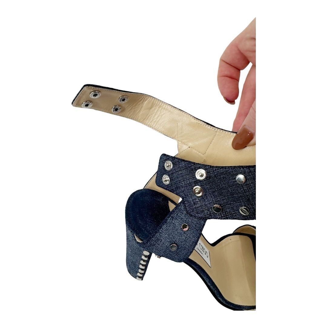 Jimmy Choo Jimmy Choo Denim Studded Sandals Size US 9.5 / IT 39.5 - 6 Thumbnail