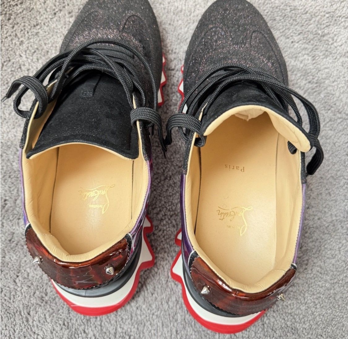 Christian Louboutin Christian Louboutin Purple and Black glitter Loubisharks Size US 11 / EU 44 - 3 Thumbnail