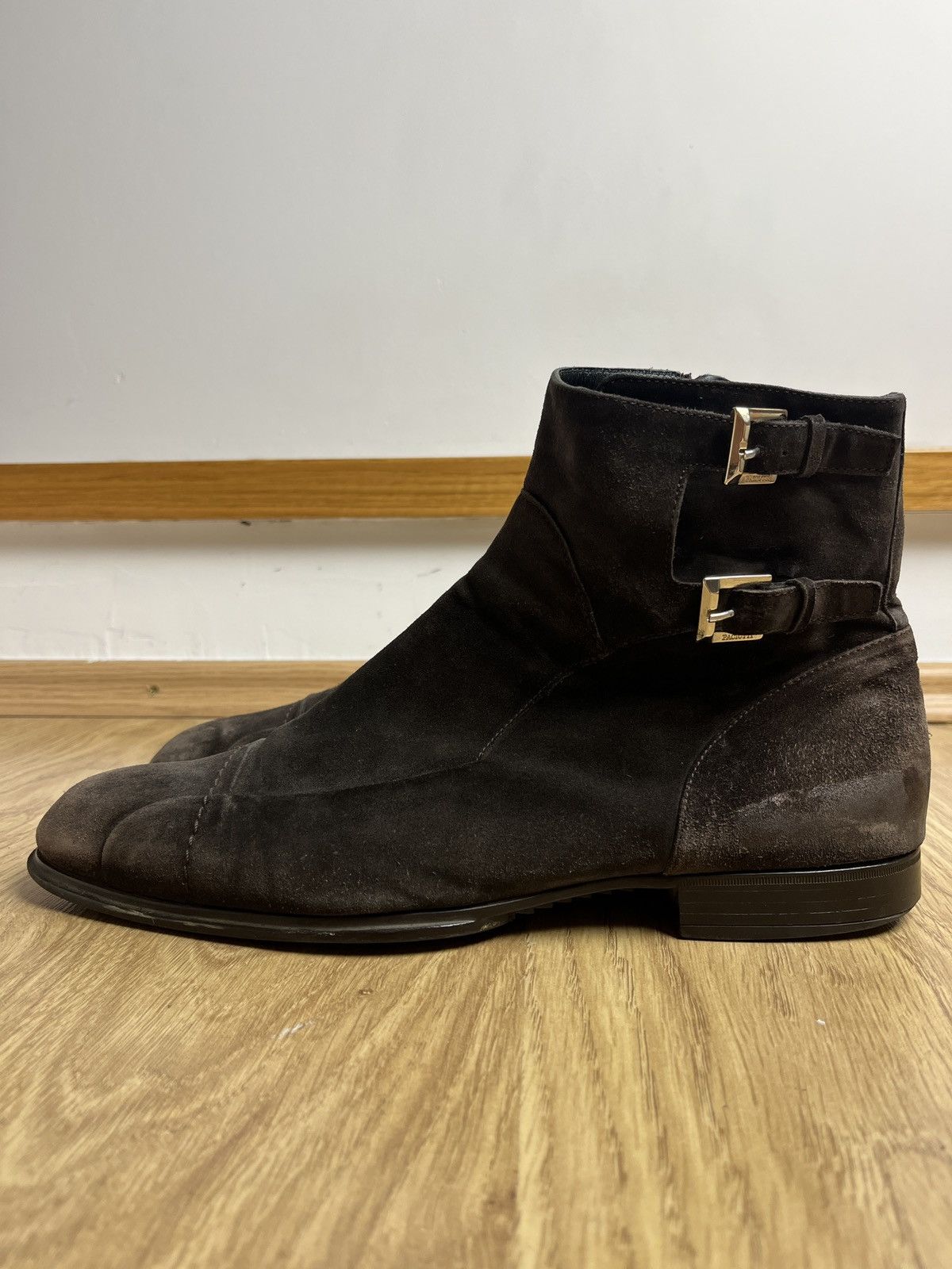 Japanese Brand Cesare Paciotti Men’s Brown Suede Strap Ankle Boots Size US 10 / EU 43 - 3 Thumbnail