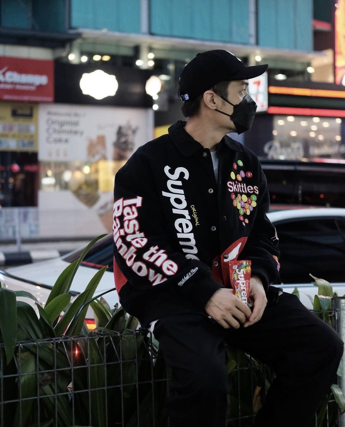 image of Mitchell Ness x Nascar Supreme X Michell & Ness “Skittles Jacket” in Black, Men's (Size Large)