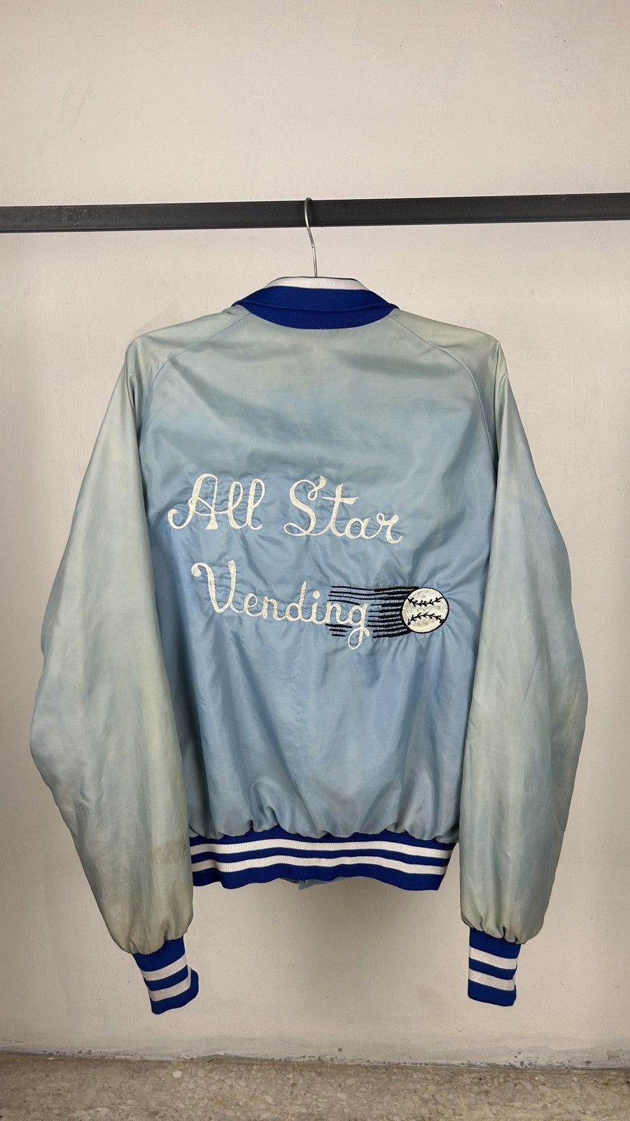 Vintage 1980s Thrashed Baseball Chainstitch Varsity Jacket Size US L / EU 52-54 / 3 - 10 Thumbnail