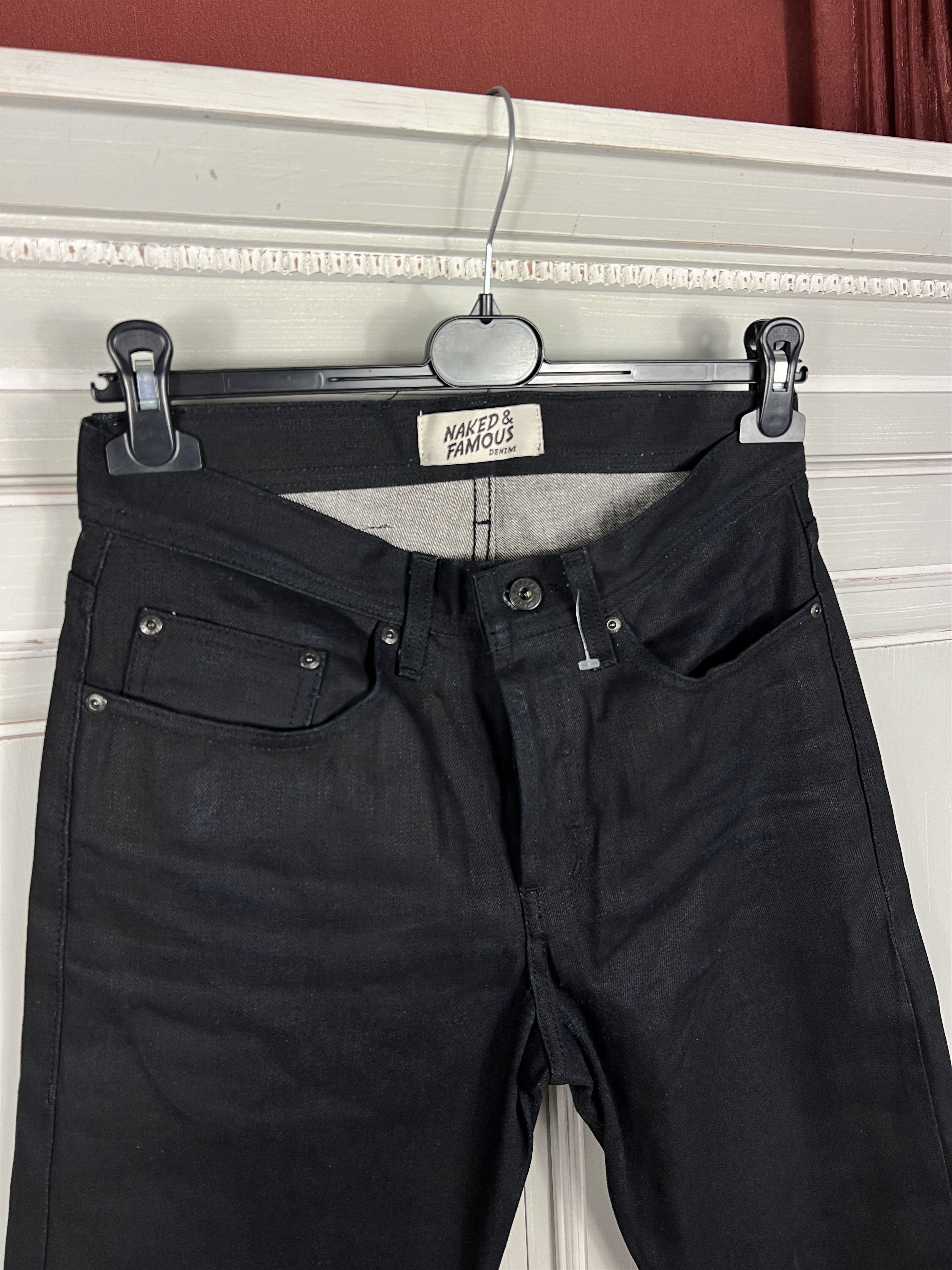 Naked & Famous naked famous denim black selvedge pants skinny wax jeans Size US 29 - 2 Thumbnail
