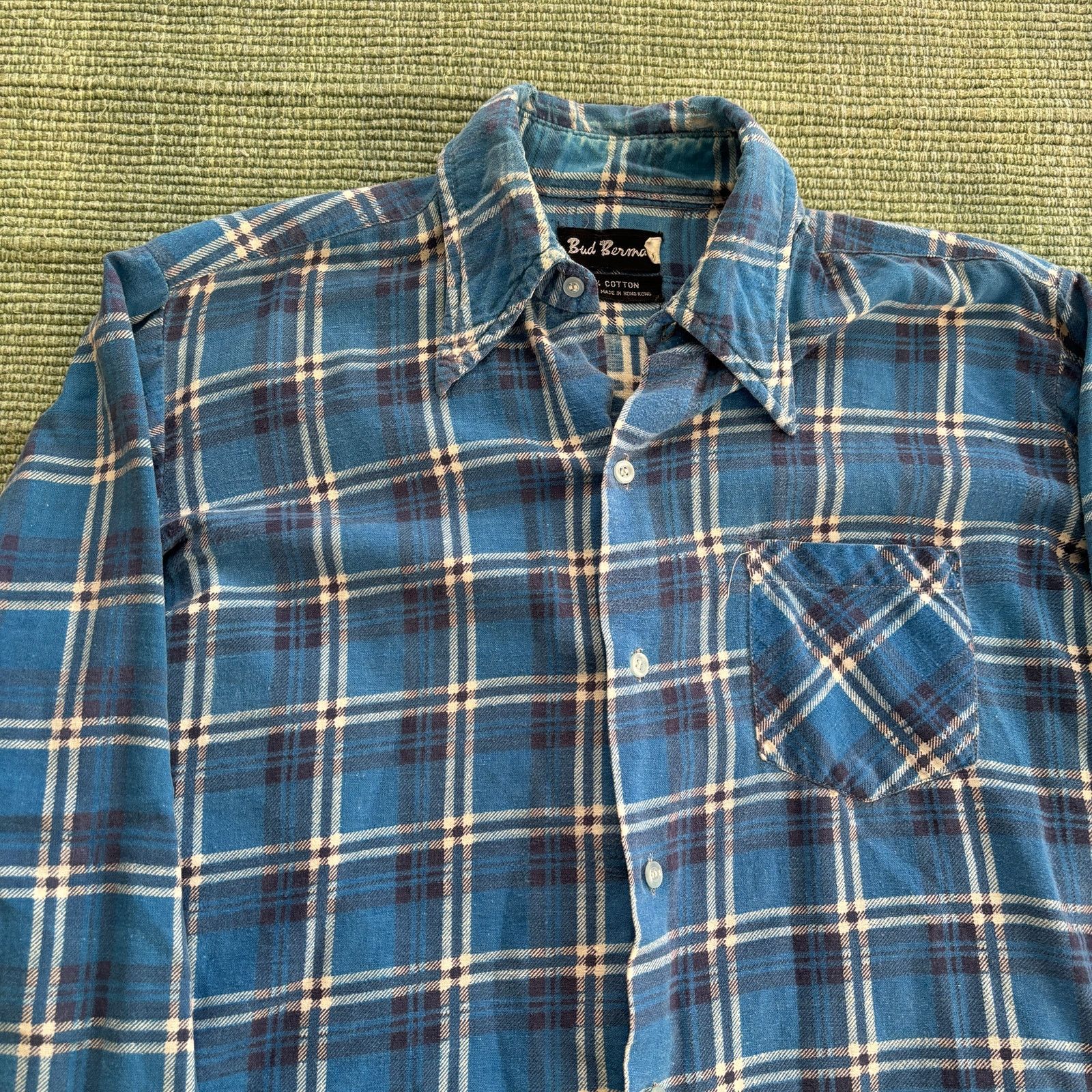Vintage 1980s thrashed distressed vintage cotton blue flannel shirt Size US XL / EU 56 / 4 - 2 Thumbnail