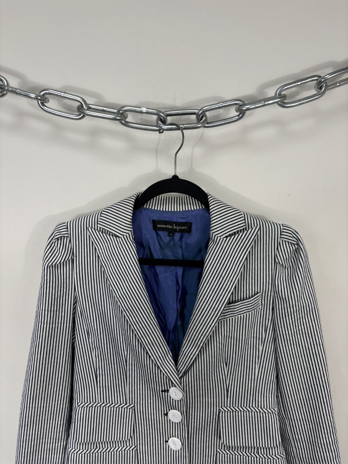 Nanette Lepore Nanette Lepore Women’s Striped 3-Buttons Blazer Jacket Size S / US 4 / IT 40 - 4 Thumbnail