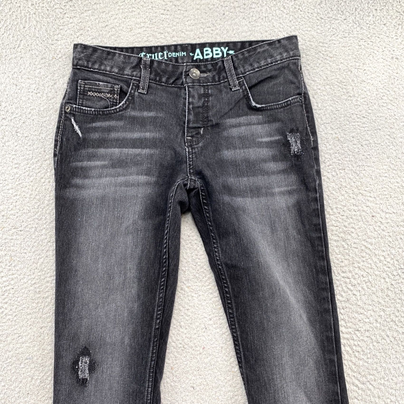 Denime Cruel Abby Bootcut Black Distressed Denim Jeans in Size 27 Regular 3R Women’s 5-Pocket Stretch Denim Jeans Size 27" / US 4 / IT 40 - 3 Thumbnail