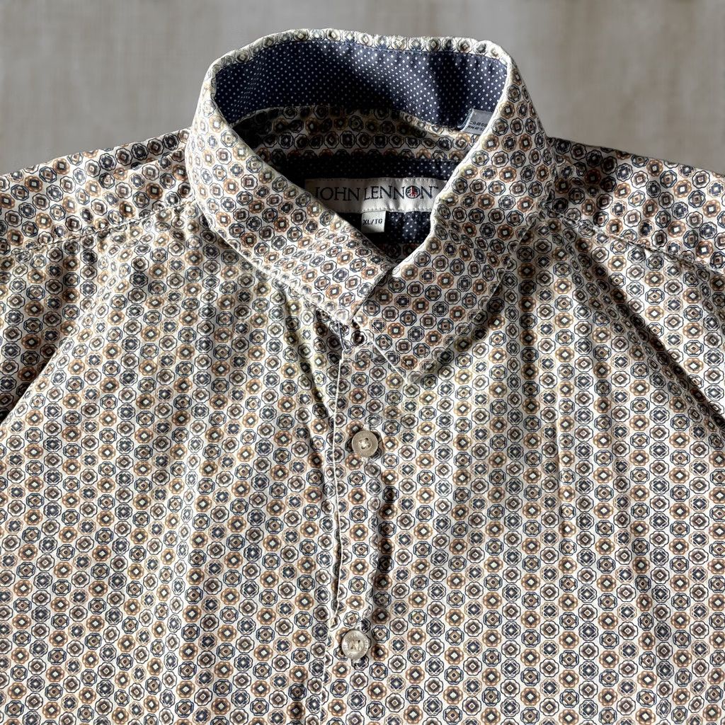 Vintage John Lennon Shirt Mens XL Long Sleeve Blue Orange Geometric Print 100% Cotton Size US XL / EU 56 / 4 - 1 Thumbnail