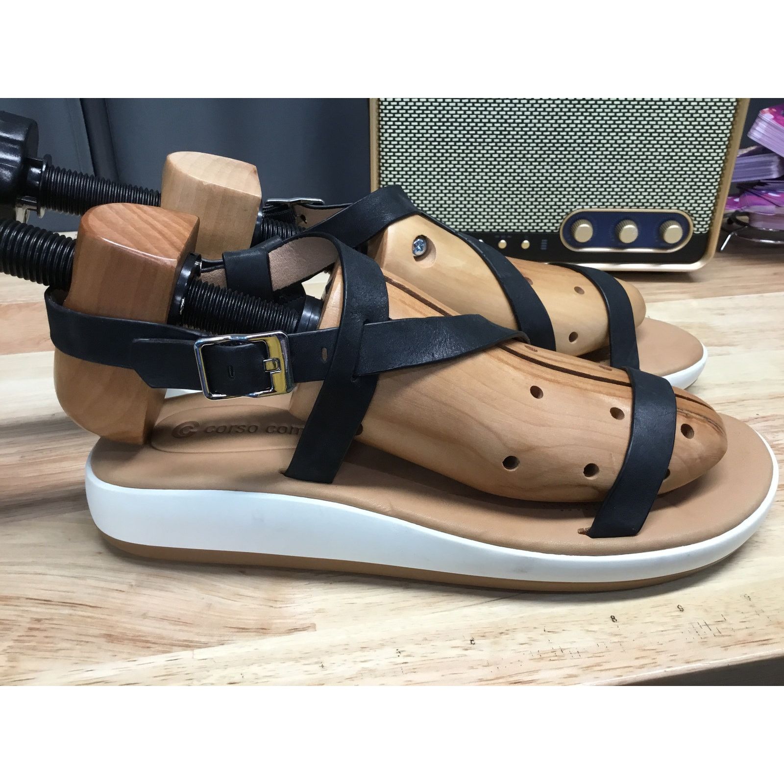 10 Corso Como Corso Como Slingback Wedge Sandals Women's 9.5 Black Leather Size US 9.5 / IT 39.5 - 3 Thumbnail