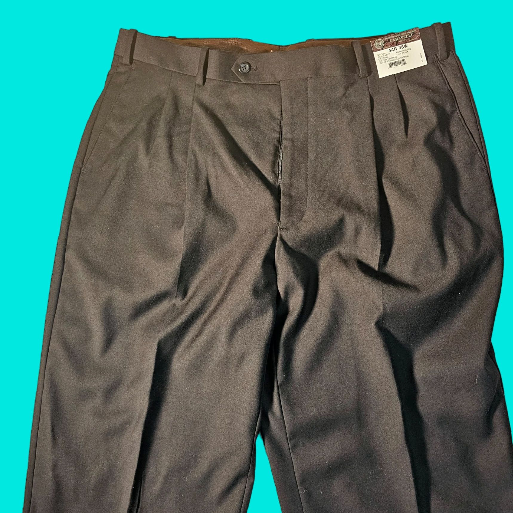 Vintage NWT Caravelli Dress Pants Men 44R 38W Black Classic High Rise Pleated Straight Size US 44 / EU 60 - 1 Thumbnail