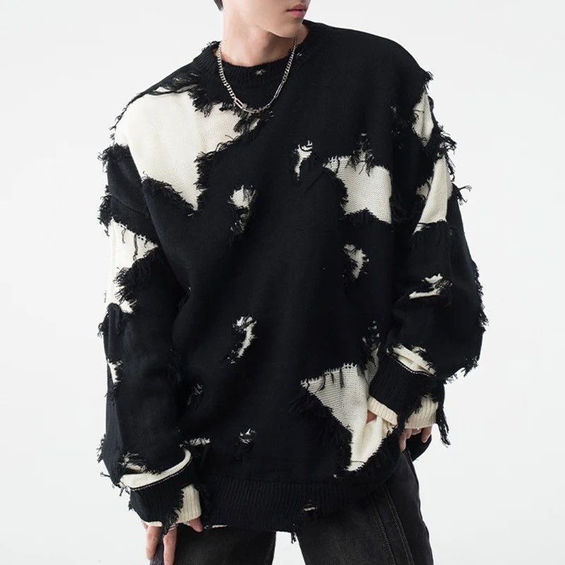 Japanese Brand × Vintage Retro hip hop star distressed oversized sweater knitwear Size US L / EU 52-54 / 3 - 1 Thumbnail