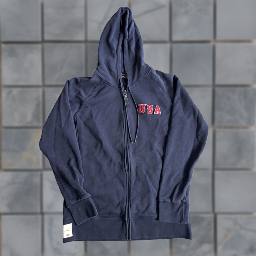 Vintage USA Hoodie Mens M Blue Full Zip Fleece Patriotic Graphic Sweatshirt Size US M / EU 48-50 / 2 - 1 Thumbnail