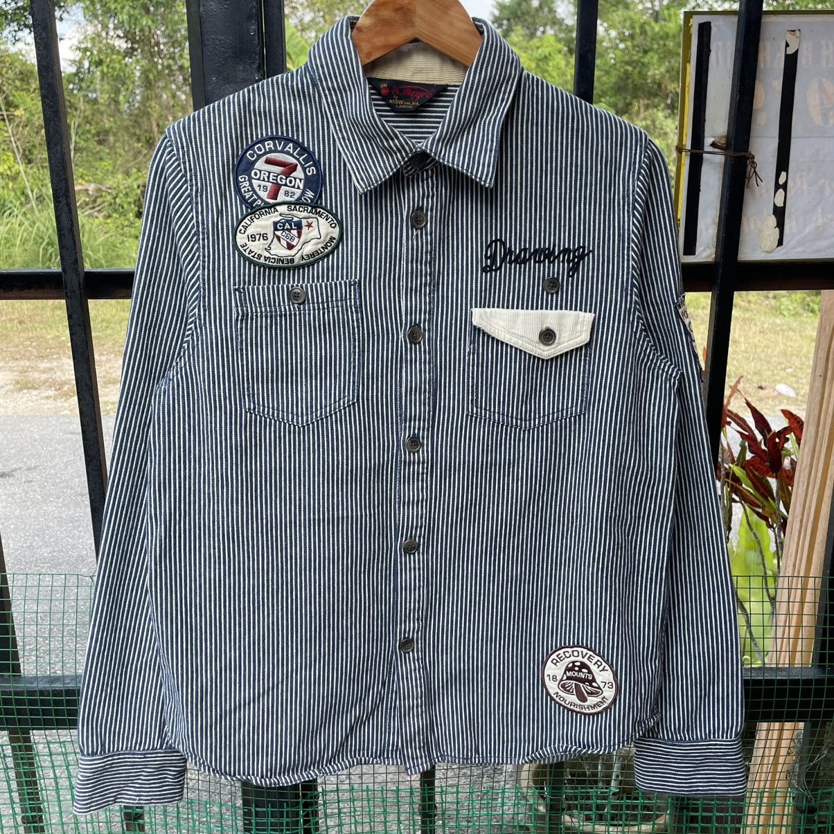 Japanese Brand 🔥🇯🇵K Mayer Striped Hickory Styles Buttons Works Shirts Size US M / EU 48-50 / 2 - 5 Thumbnail