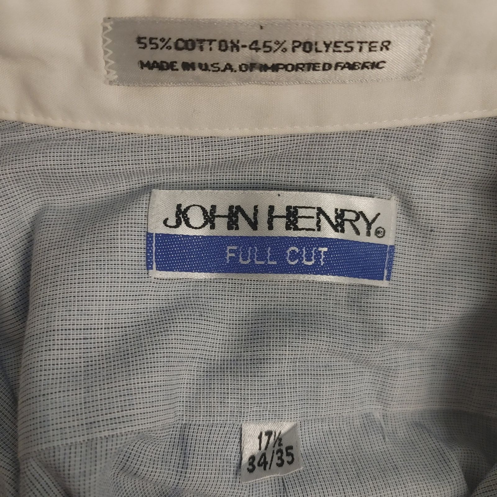 John Henry John Henry Men's 17/5 Full Cut Light Blue/White Dress Shirt Size US L / EU 52-54 / 3 - 3 Thumbnail