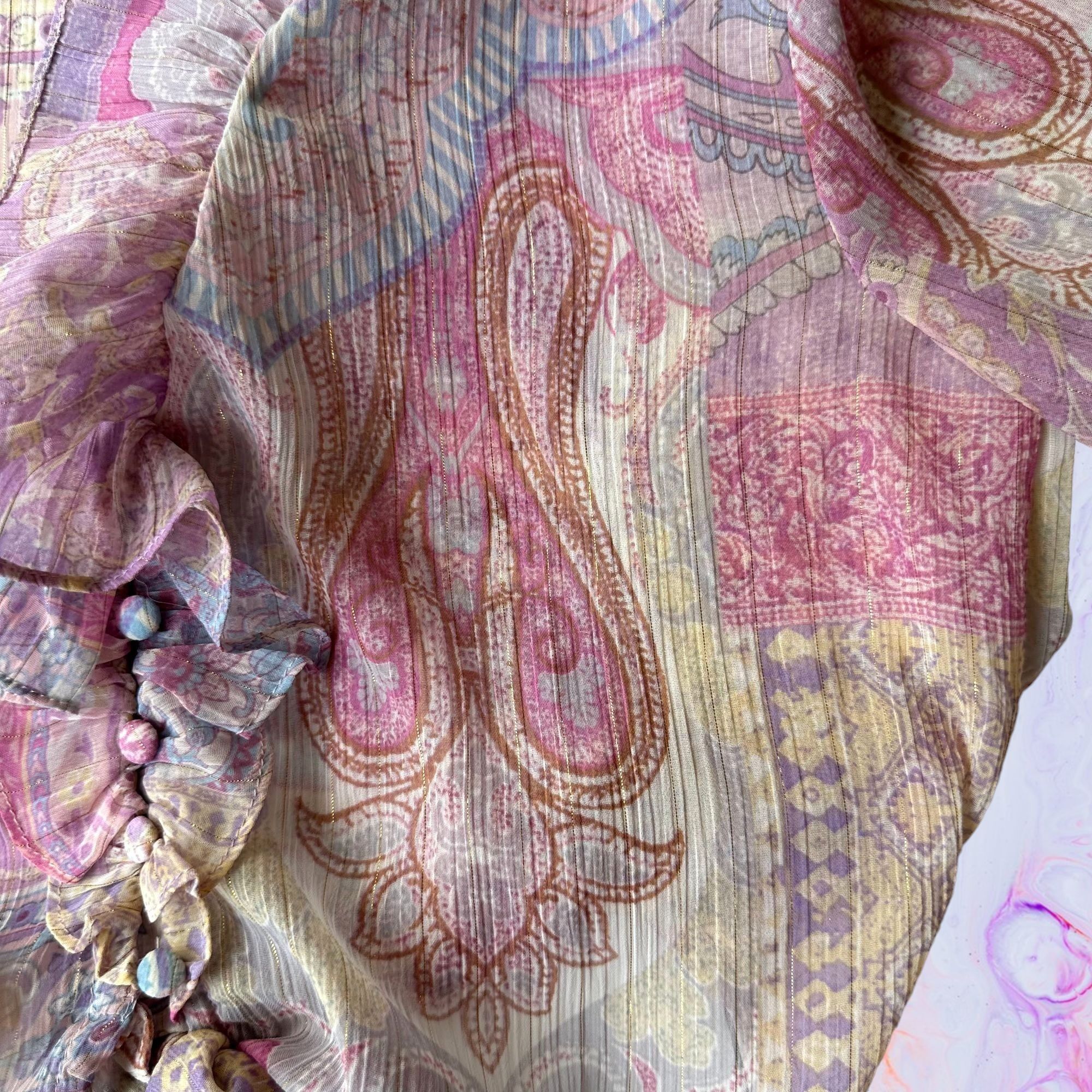 Zara Zara Ruffled Knotted Crop Top Blouse Medium Paisley Abstr Size M / US 6-8 / IT 42-44 - 4 Thumbnail
