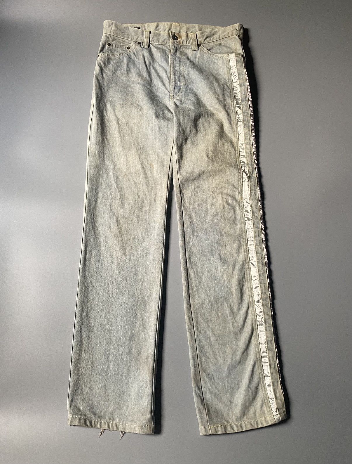Japanese Brand Guelle Mustard - Side Striped Denim Pants Size US 32 / EU 48 - 1 Thumbnail