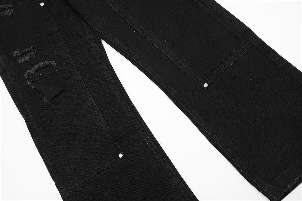 Japanese Brand × Jean Men's washed hip-hop trendy ripped patch rivet jeans Size US 32 / EU 48 - 6 Thumbnail